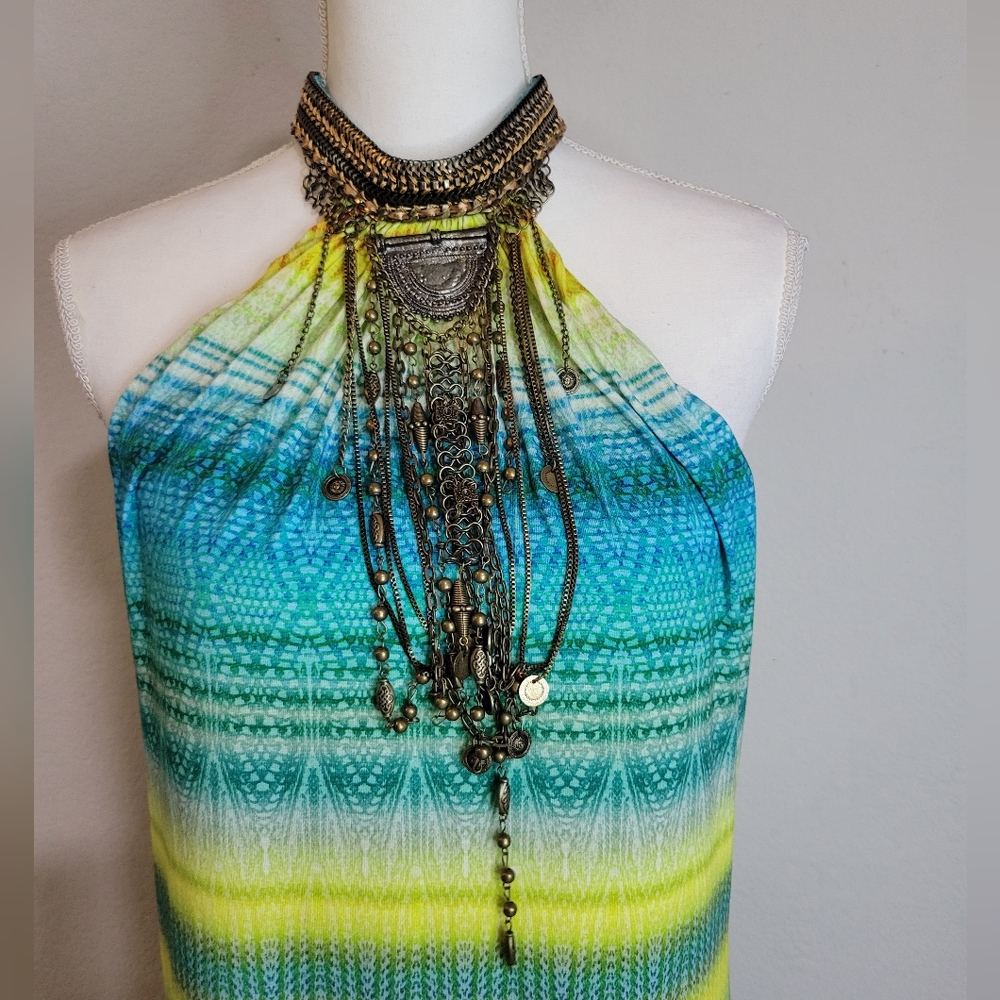 Sky Vibrant Blue and Yellow Maxi Dress - Picture 2 of 6